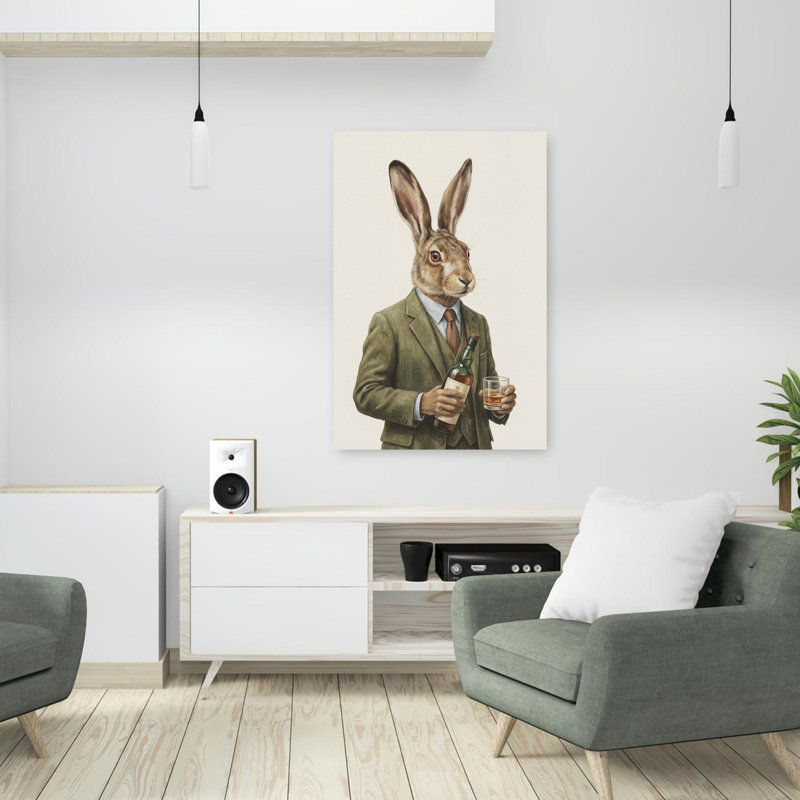 «The Whiskey Hare», art mural contemporain, H 36 po x l 24 po