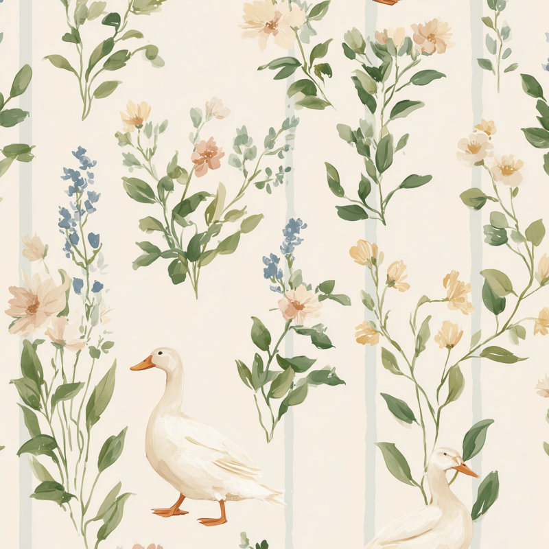 Papier peint floral rétro Shades Of Green