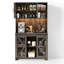 Garde-manger rustique de 70,87 po de hauteur avec lumières DEL et station de charge, armoire de rangement avec porte de grange coulissante et tablettes réglables-853721472