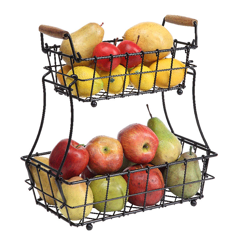 Panier à fruits en métal à 2 niveaux