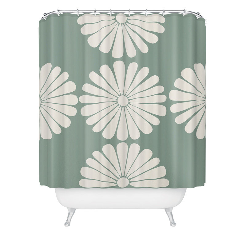 Rideau de douche simple à motif floral, Vert