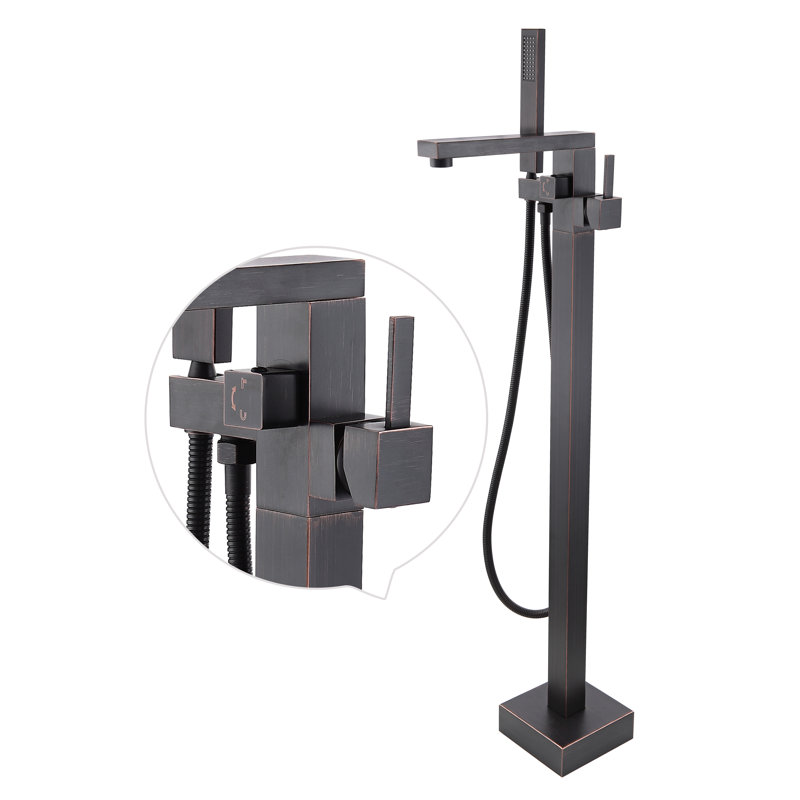 1 Handle Floor Freestanding Tub Filler with Diverter, Venetian Bronze
