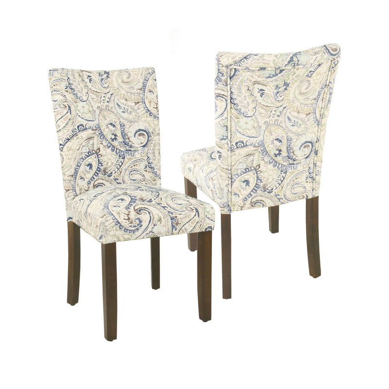 Chaises de salle à manger rembourrées Neena, Cachemire bleu / noyer foncé