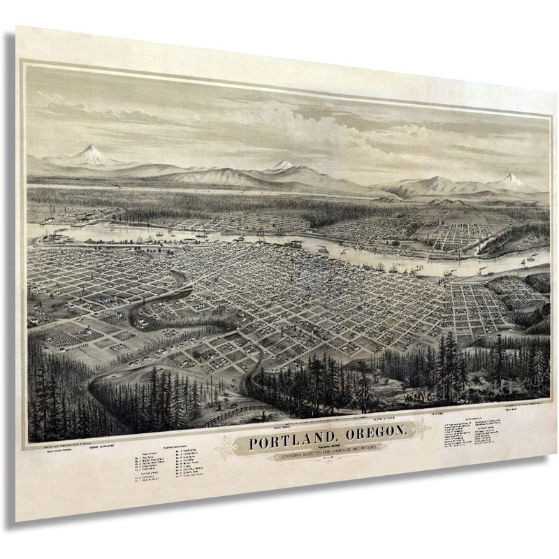 1879, Portland, Oregon, carte, impression sans cadre sur papier, H 16 po x l 24 po x P 0,1 po