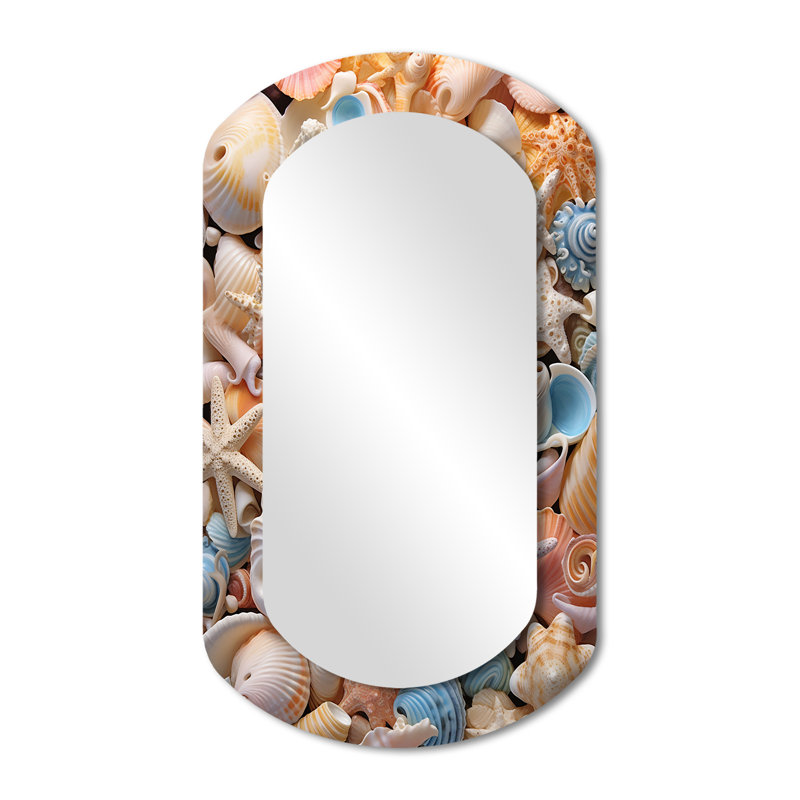 Seashell Realistic Treasures Realism - coquillage unique, miroir mural asymétrique, miroir cylindrique moderne, impression d'art en métal