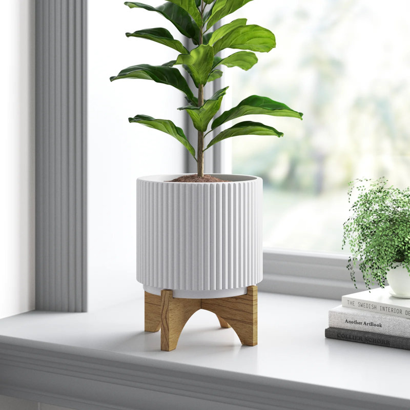 Lolotoe Handmade Ceramic Cachepot, White, 14.5cm H x 14.5cm W x 14.5cm D
