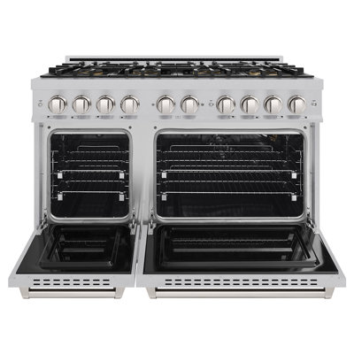 ZLINE 48 in. Classic Gas Range with 8 Burner DuoPro Cooktop and Dual Ovens with White Matte Doors