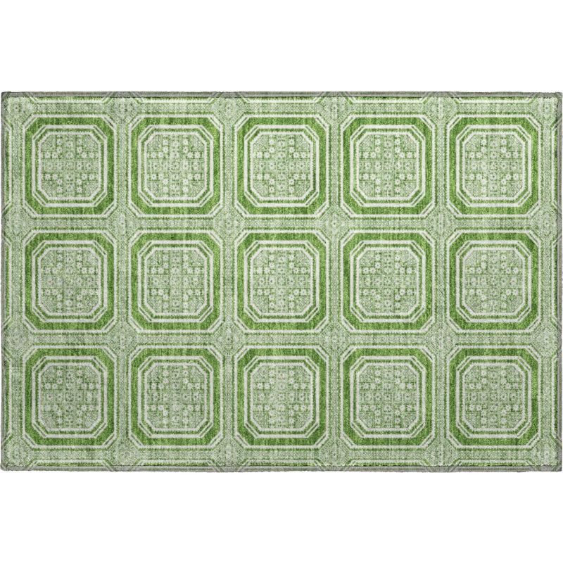 Tapis géométrique de qualité supérieure lavable à la machine Elize AMF1451, Rectangle 1 pi 8 po x 2 pi 6 po