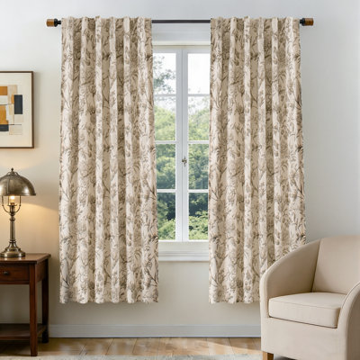 Rideaux en lin 100% occultant à motif floral rétro à double couche avec motif de fleurs de pivoines isolées et isolantes pour chambre à coucher et salon