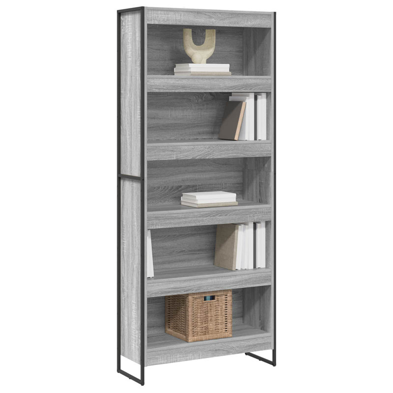 Steel Book Cabinet Bookcase, (5 Shelves) 190cm. H x 80cm. W x 30cm. D, Grey Sonoma