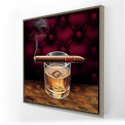 Art sur toile Scotch on Ice avec un cigare - Man Cave Food