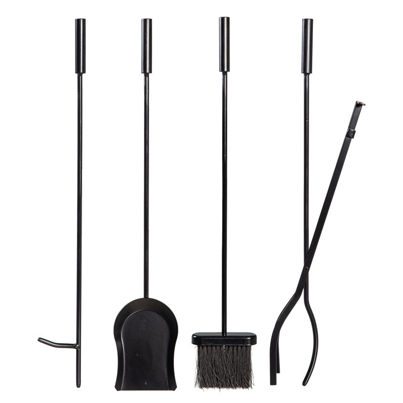 5 Piece Wood Bin and Fireplace Toolset