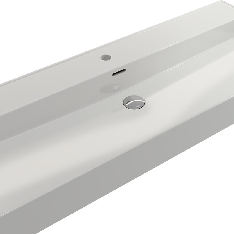 Milano 47.4'' L Bathroom Sink, White, Single-Hole