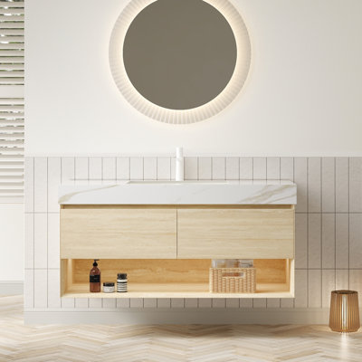 Luxueux meuble-lavabo en pierre frittée pour une élégance moderne