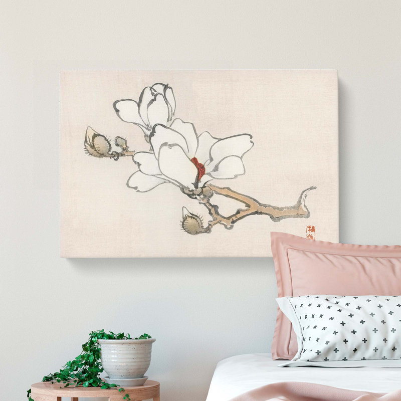 White Magnolia by Kono Bairei - Wrapped Canvas Painting, 35cm H x 50cm W x 3cm D
