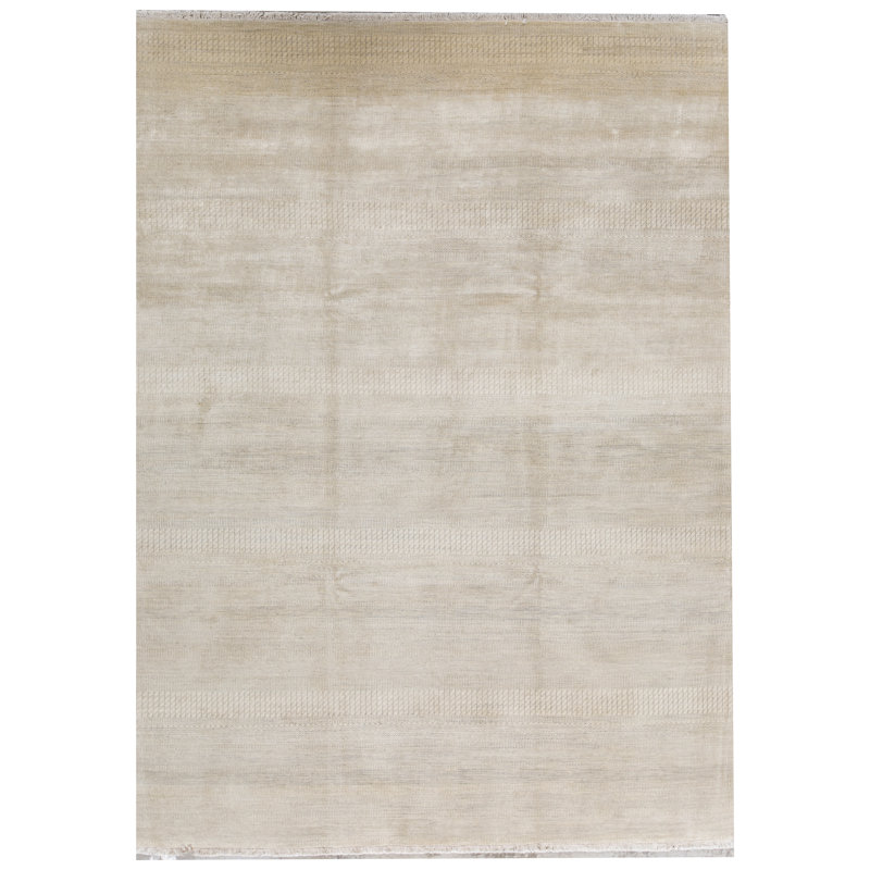 Tapis ivoire et argent noué à la main de haute qualité