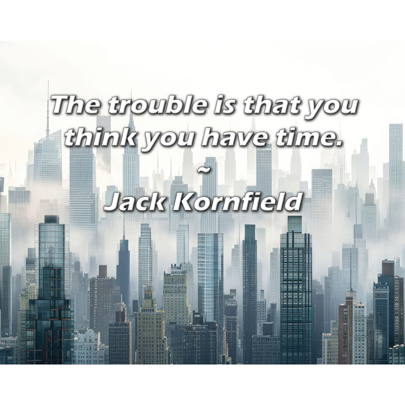 Citation artistique «L'ennui, c'est que vous pensez avoir le temps». Toile tendue par Jack Kornfield Gallery
