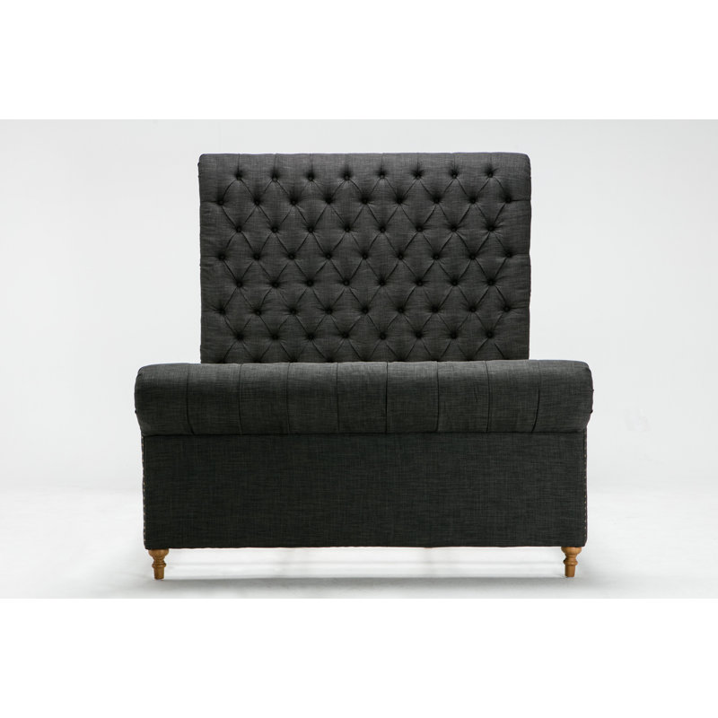 Yearsley Upholstered Sleigh Bed, Charcoal