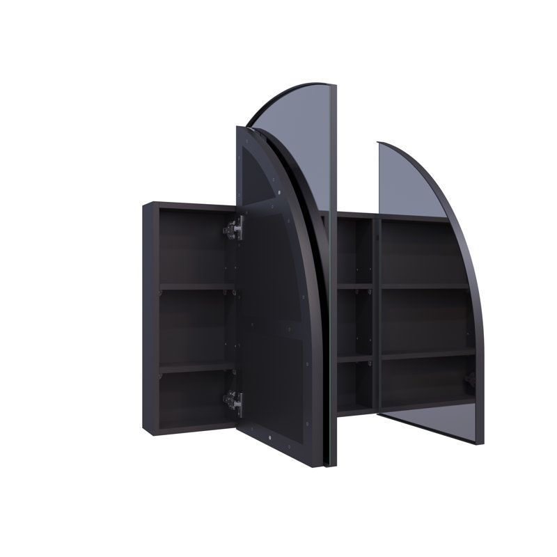 Recessed Framed 3 Doors Medicine Cabinet with 3 shelves, Black