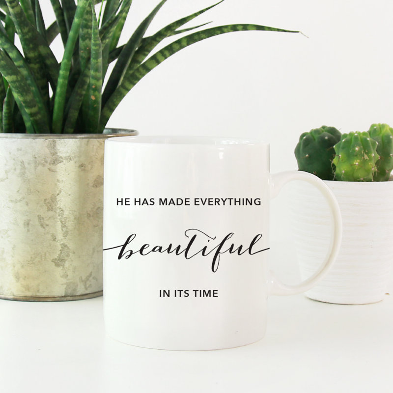 Bible moderne chrétienne noire versets 11 oz. Cadeau de tasse à café, il a tout fait beau en son temps, paquet de 1, cadeau de Noël d'inspiration religieuse pour lui