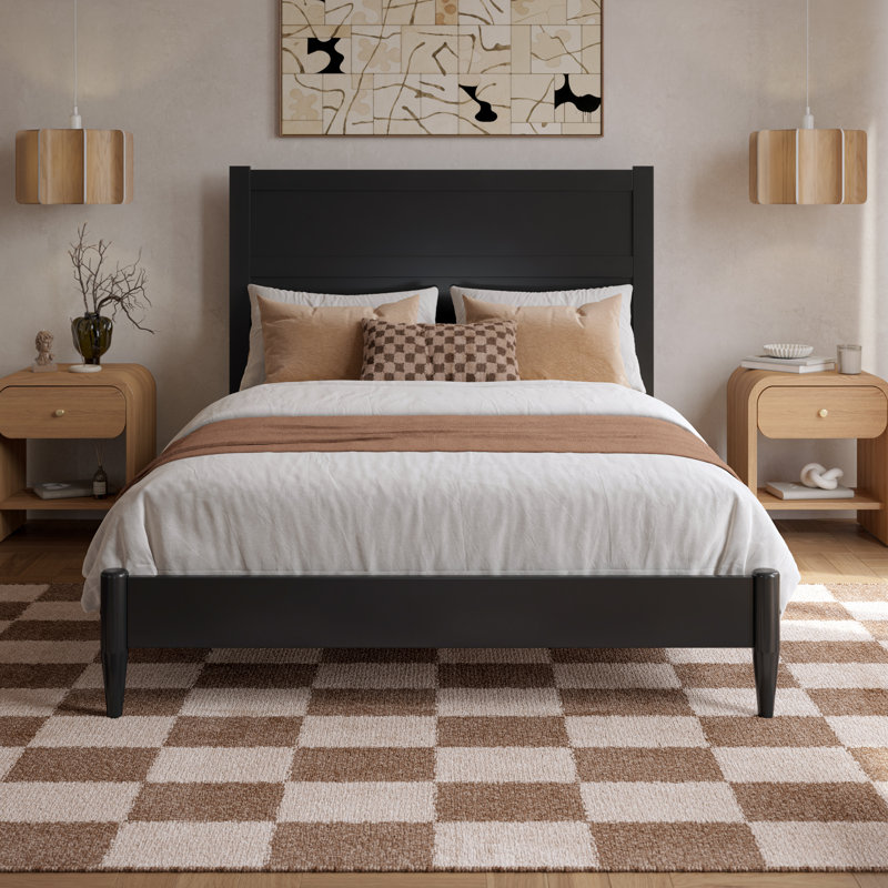 Aveline Wood Low Profile Platform Bed, Full, Black