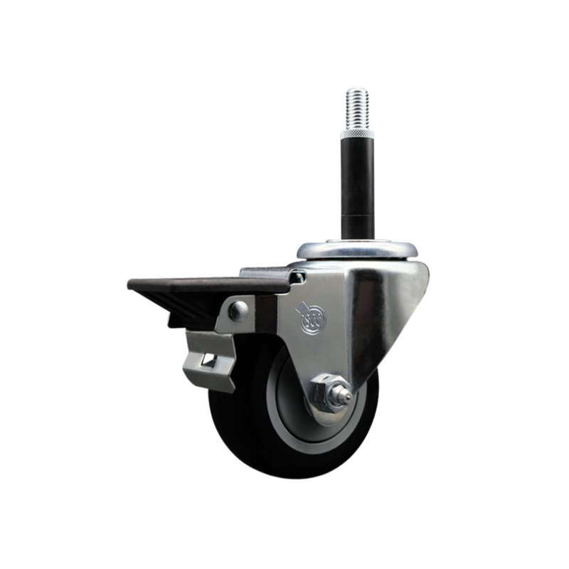Poly Swivel Expanding Stem Caster with Brake SCC PLB 3" x 3/4", Black