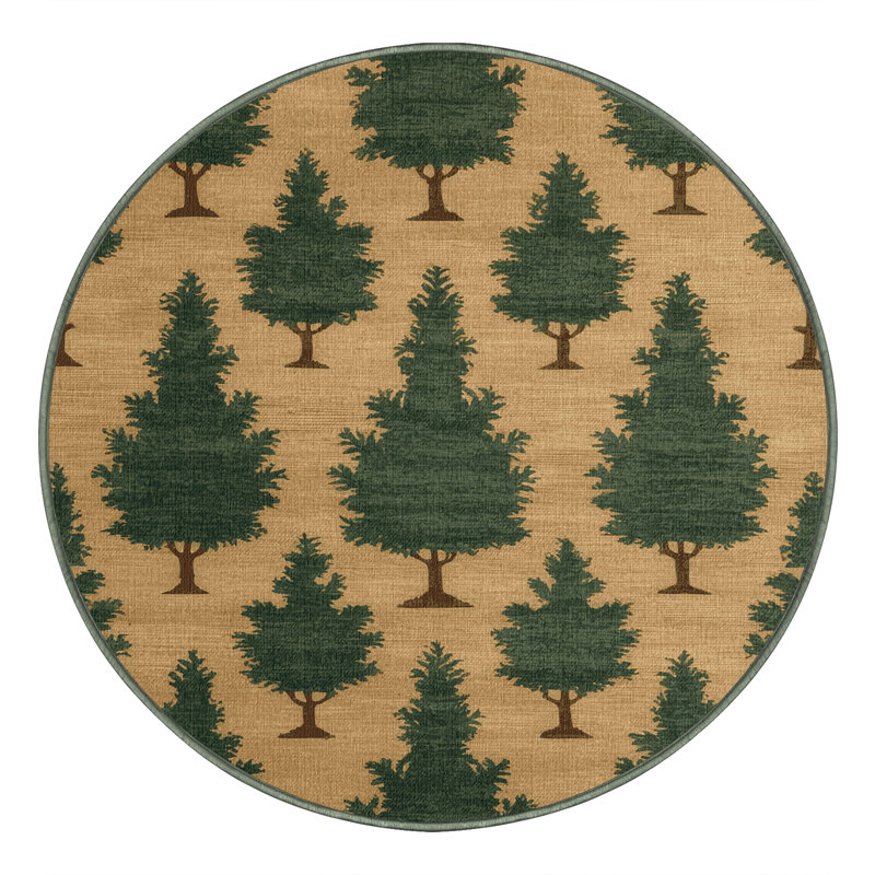 Tapis vert botanique lavable à la machine, Rond 6 pi