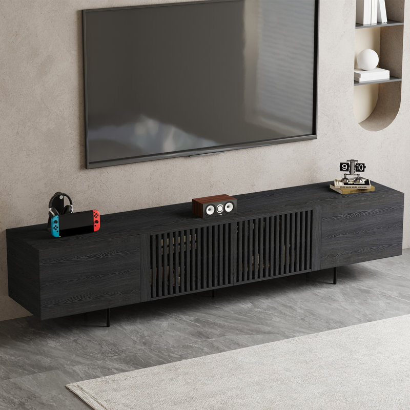 Meuble télé 70,87 po pour téléviseur de 80 po ou moins avec rangement, H 21,65 po x L 70,87 po x l 15,75 po