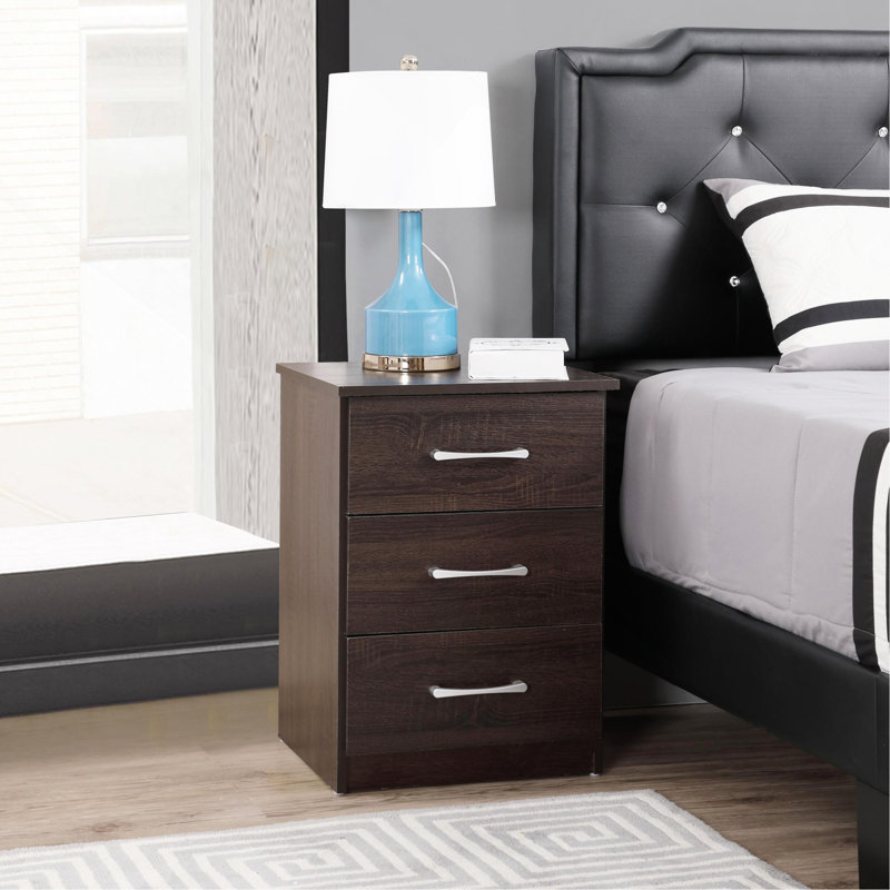 Contemporary Wenge Nightstand With Drawer, Brown