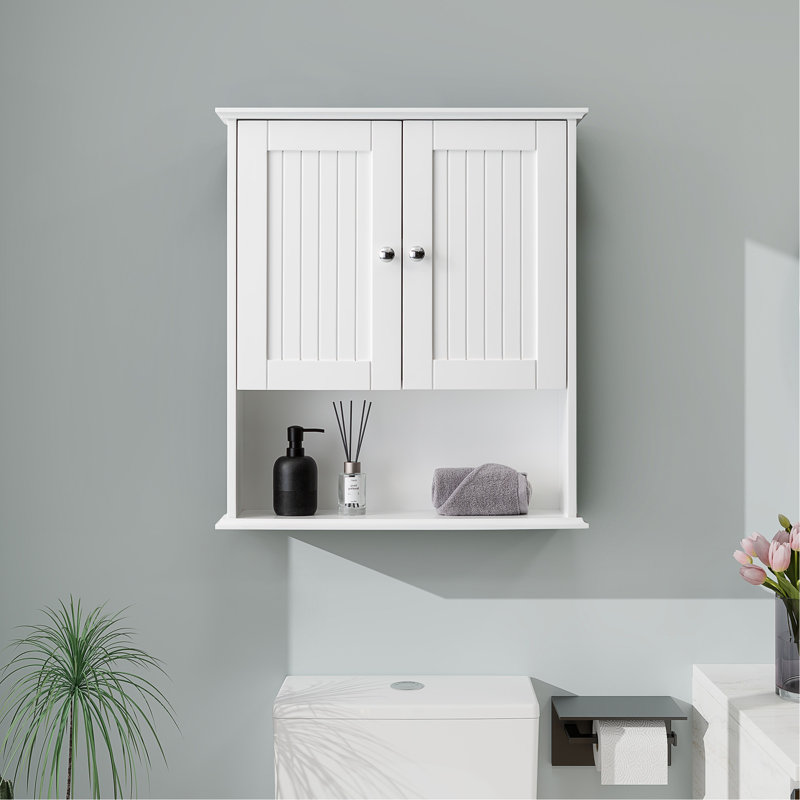 Upgraded Bathroom Wall Cabinet Over The Toilet Storage Cabinet Wall Mounted Storage Cabinet Wooden Medicine Cabinets, White