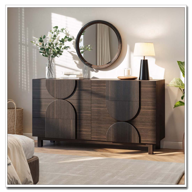 6 Drawer Dresser for Bedroom, Dark Brown