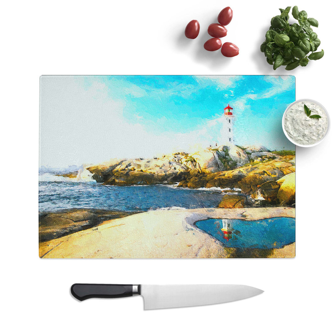 Glass Lighthouse & Seascape in Canada Chopping Board
