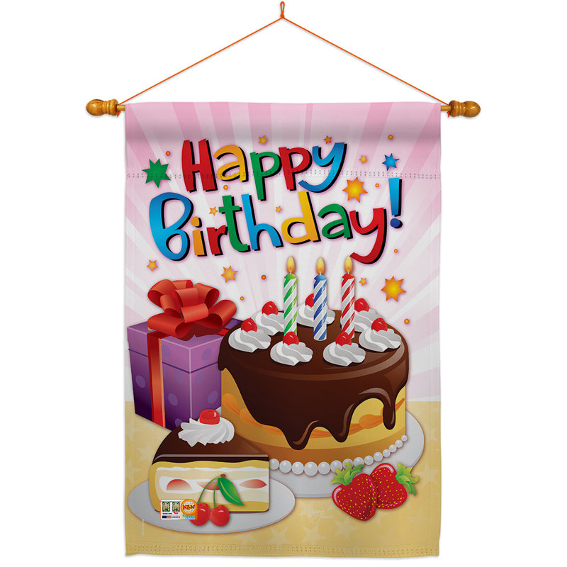 Ensemble de drapeaux en polyester 40 po x 28 po Happy Birthday
