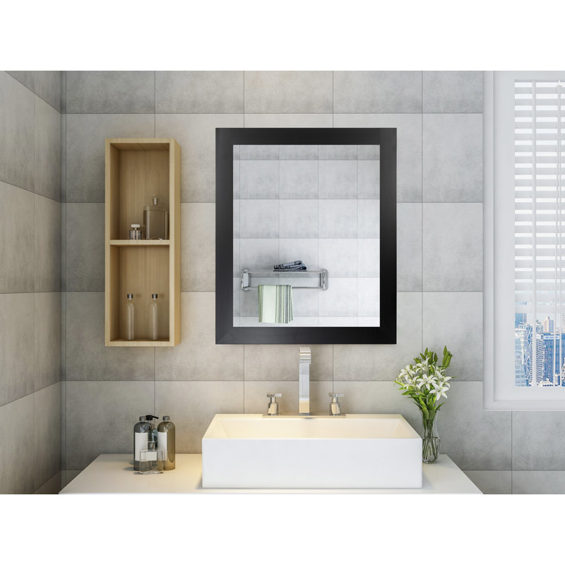 Miroir d'appoint mural Alacazar, Noir, 25,5 po x 21,5 po