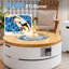 Foyer de table rond au propane en béton de 38 pouces avec couvercle de réservoir et pare-vent, blanc-1204422097