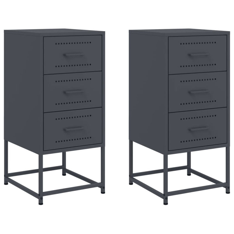 Raddatz 36cm W Steel Bedside Table, Anthracite, Set of 2