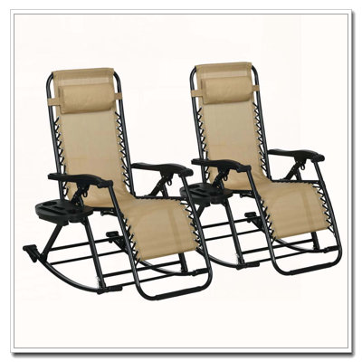 Ensemble de chaises longues berçantes pliables zéro gravité Outsunny