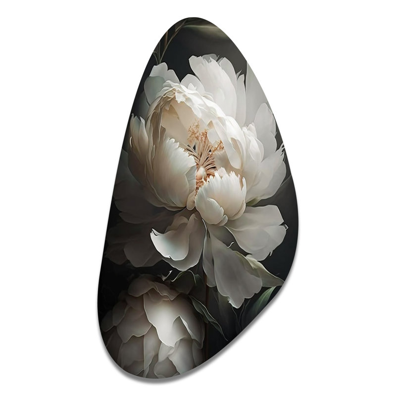 Pivoine fleur III - pivoines d'automne, art mural asymétrique en métal, H 31 po x l 17 po