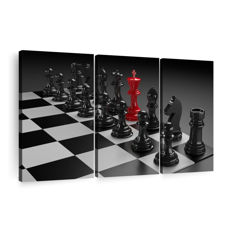 Chess Set Pop - 3 pièces sur toile tendue, H 36 po x l 57 po x P 1,25 po