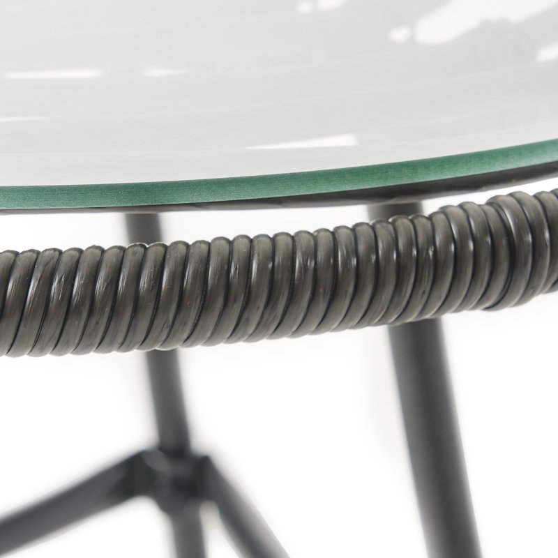 Chic Grey Side Table With And Glass Modern Shatterproof Top