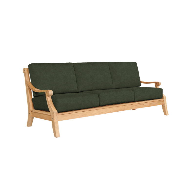 Sofa d'extérieur 3 places en teck Khari Sonoma, Sunbrella® Play Jungle