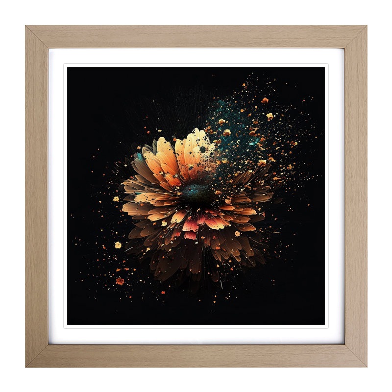 Cosmos Pixelated - Framed Print, Oak
