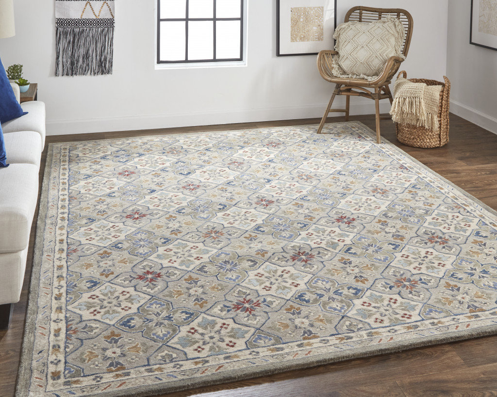 Winston Porter 2' X 3' Taupe Ivory Wool Patchwork Tufted Handmade Stain ...