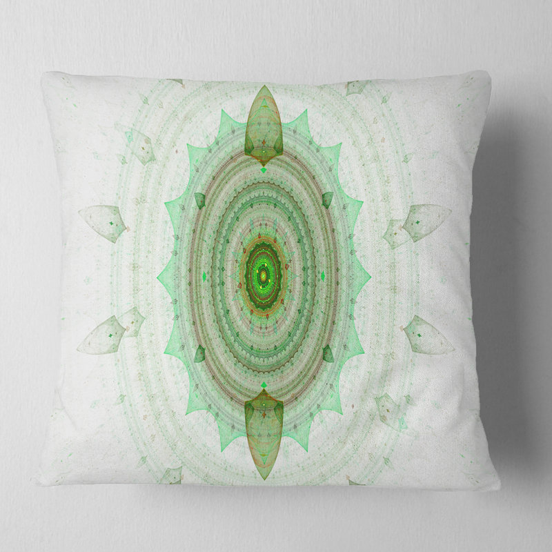 Sphère Cryptique vert clair - coussin imprimé abstrait, 18 po x 18 po, Coussin décoratif