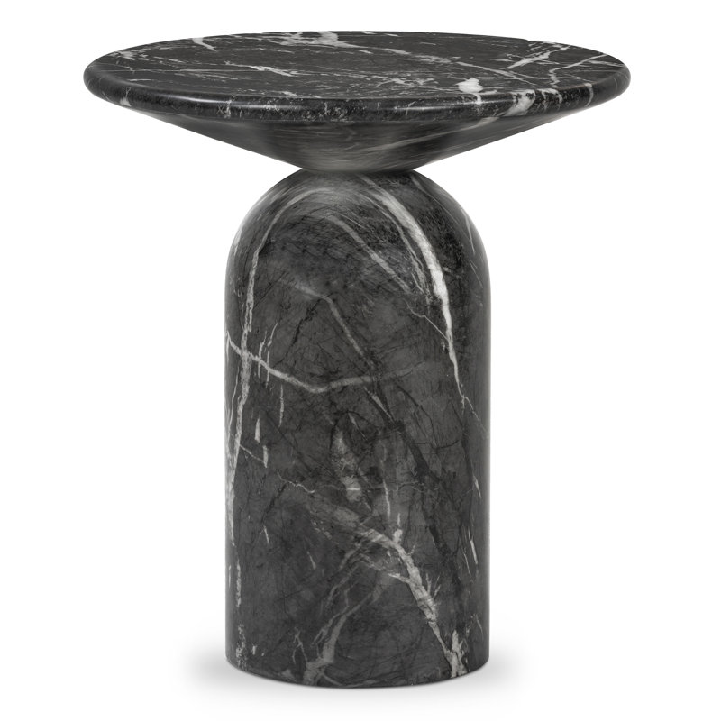 Dalissa Resin End Table with Marble Finish, Black Marble