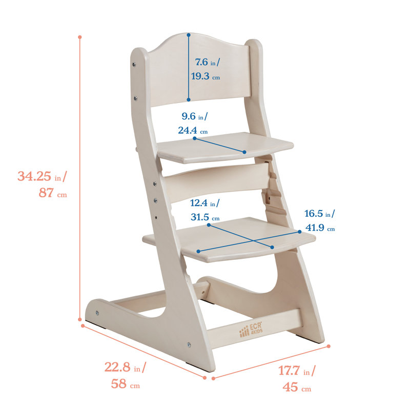 ECR4Kids Grows with Me Chair, White Wash