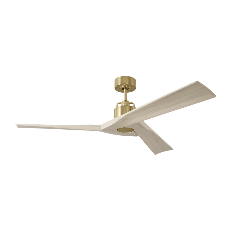  Alma Smart 52 Indoor Ceiling Fan with Washed White Oak blades and Handheld Remote, Burnished Brass, Washed White Oak