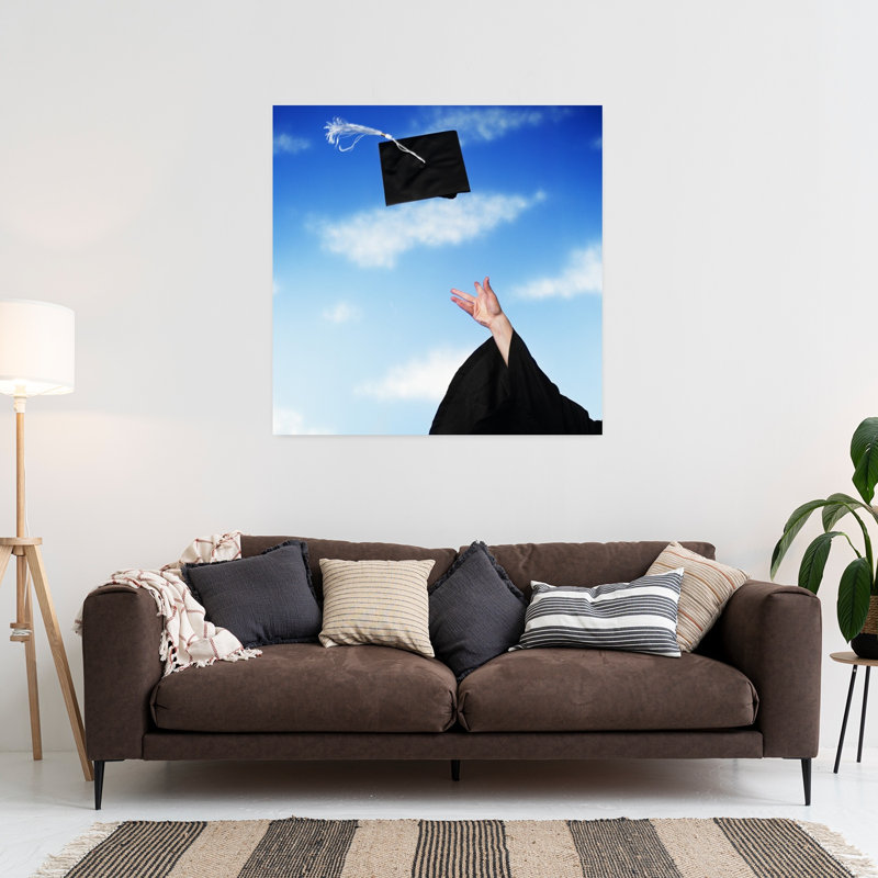 1990S Graduate Tossing Mortarboard Hat Into Air Classic Retro Vintage Wall Art, H 36 po x l 36 po