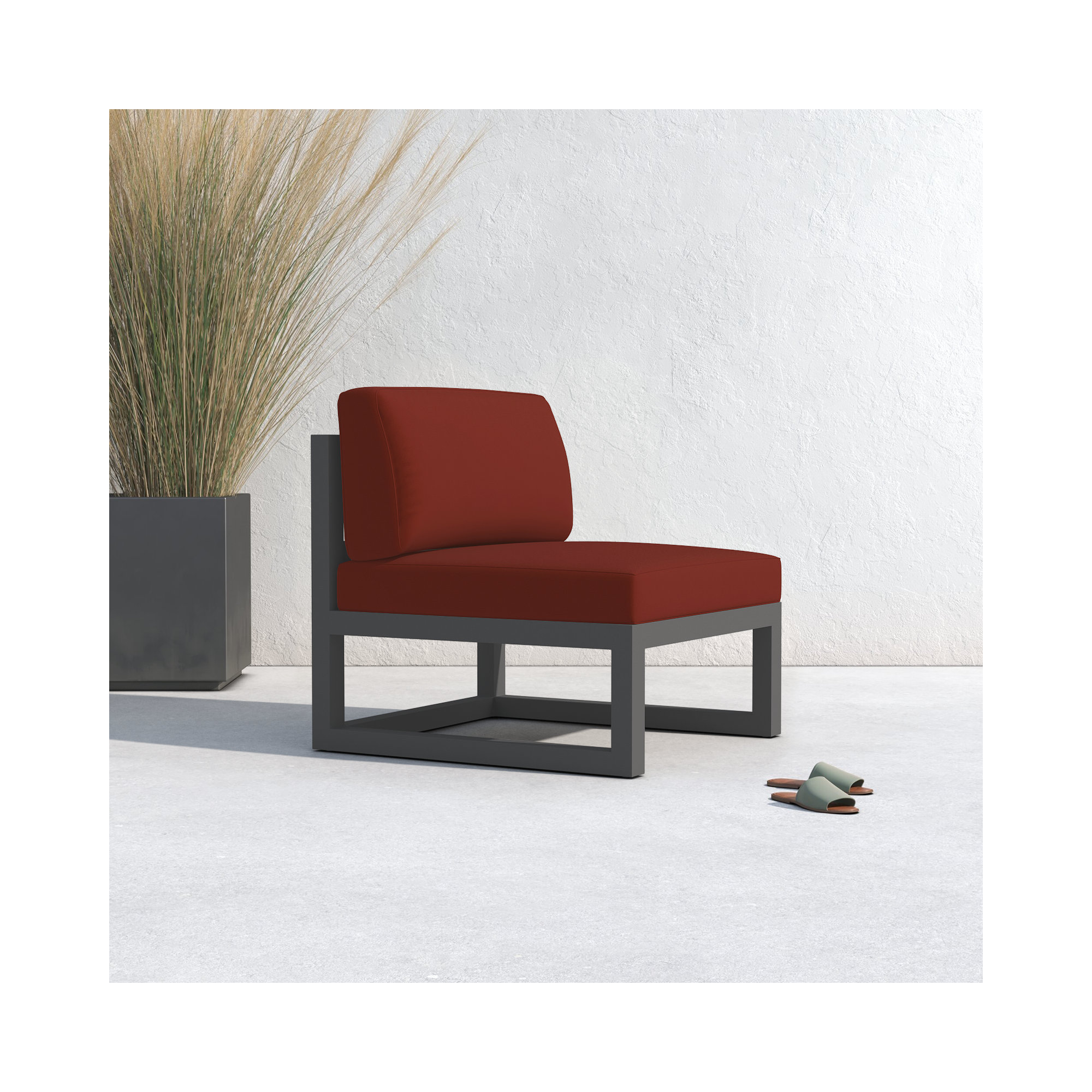 Smith Outdoor Lounge Chair with Sunbrella® Cushions, Canvas Henna, Slate