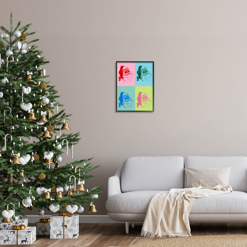 Père Noël de style pop - 285, Giclée encadrée noir minuit, H 20 po x l 16 po x P 1,5 po